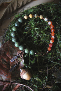 The Forest Haunt  | Forest Keeper. Beaded Gemstone & Charm Bracelet.