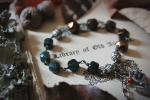 The Forest Haunt  | Foraging. Artisan Pewter Charm & Beaded Bracelet.