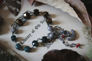 The Forest Haunt  | Foraging. Artisan Pewter Charm & Beaded Bracelet.