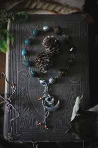 The Forest Haunt  | Foraging. Artisan Pewter Charm & Beaded Bracelet.