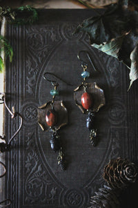 The Forest Haunt  | Enderi. Antiqued Brass & Gemstone Earrings.