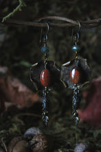 Load image into Gallery viewer, The Forest Haunt  | Enderi. Antiqued Brass &amp; Gemstone Earrings.