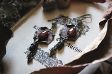 Load image into Gallery viewer, The Forest Haunt  | Enderi. Antiqued Brass &amp; Gemstone Earrings.