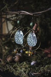 The Forest Haunt  | Forest-Bathing. Artisan Pewter Hoop Earrings.