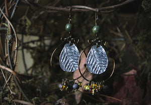 The Forest Haunt  | Forest-Bathing. Artisan Pewter Hoop Earrings.