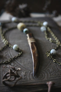 Cernunnos. Long Bead Station Pendant Necklace.
