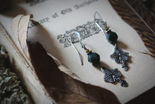 Load image into Gallery viewer, The Forest Haunt  | Sylvan. Artisan Pewter &amp; Gemstone Earrings.