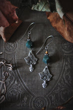 Load image into Gallery viewer, The Forest Haunt  | Sylvan. Artisan Pewter &amp; Gemstone Earrings.