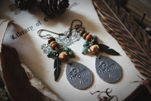 Load image into Gallery viewer, The Forest Haunt  | Spirit of the Sun. Artisan Pewter Beaded Charm Earrings.