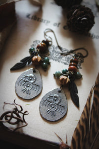 The Forest Haunt  | Spirit of the Sun. Artisan Pewter Beaded Charm Earrings.