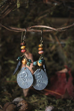 Load image into Gallery viewer, The Forest Haunt  | Spirit of the Sun. Artisan Pewter Beaded Charm Earrings.