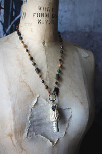 The Forest Haunt  | Woodlarking. Artisan Ceramic & Gemstone Necklace.