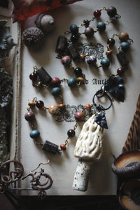 The Forest Haunt  | Woodlarking. Artisan Ceramic & Gemstone Necklace.