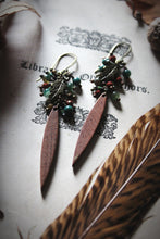 Load image into Gallery viewer, The Forest Haunt  | Doire. Gemstone &amp; Wood Dagger Earrings.