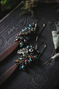 The Forest Haunt  | Doire. Gemstone & Wood Dagger Earrings.