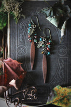 Load image into Gallery viewer, The Forest Haunt  | Doire. Gemstone &amp; Wood Dagger Earrings.