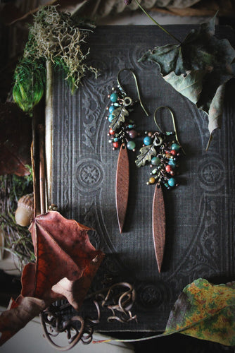 The Forest Haunt  | Doire. Gemstone & Wood Dagger Earrings.