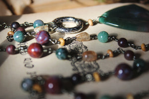 The Forest Haunt  | Old Growth. Gemstone Beaded Pendant Necklace.