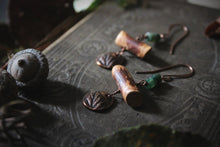 Load image into Gallery viewer, The Forest Haunt  | Wood Wife. Antiqued Copper, Wood &amp; Stone Earrings.