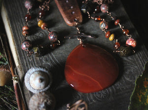 The Forest Haunt  | Brandy Pond. Long Gemstone Pendant Necklace.