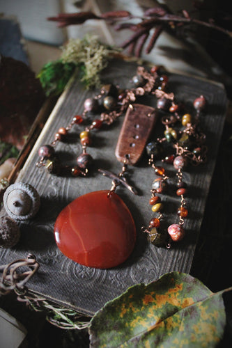 The Forest Haunt  | Brandy Pond. Long Gemstone Pendant Necklace.