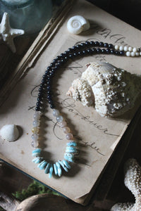 Sea's Rapture | Estuary. Hand-strung Beaded Larimar Necklace.