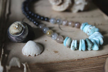 Load image into Gallery viewer, Sea&#39;s Rapture | Estuary. Hand-strung Beaded Larimar Necklace.