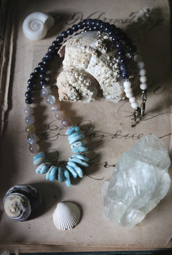 Sea's Rapture | Estuary. Hand-strung Beaded Larimar Necklace.