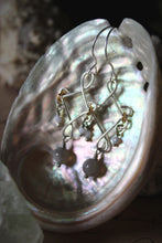 Load image into Gallery viewer, Sea&#39;s Rapture | Galadriel ~ Grey Havens. Silver Gemstone Drop Earrings.