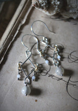 Load image into Gallery viewer, Sea&#39;s Rapture | Galadriel ~ Grey Havens. Silver Gemstone Drop Earrings.