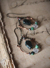 Load image into Gallery viewer, Seelie |  Gemstone &amp; Czech Glass Semi Hoop Earrings.