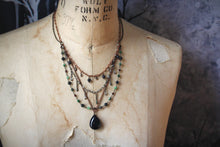 Load image into Gallery viewer, The Archivist | Night&#39;s Garden || Layered Gemstone &amp; Chain Necklace.