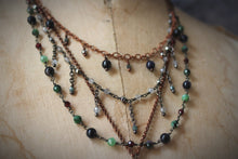 Load image into Gallery viewer, The Archivist | Night&#39;s Garden || Layered Gemstone &amp; Chain Necklace.