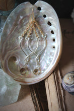 Load image into Gallery viewer, Sea&#39;s Rapture | Glimpse ~ All The Oceans. Silver &amp; Gold Glass Drop Earrings.