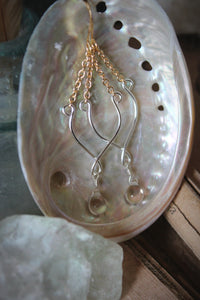 Sea's Rapture | Glimpse ~ All The Oceans. Silver & Gold Glass Drop Earrings.