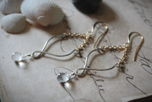 Load image into Gallery viewer, Sea&#39;s Rapture | Glimpse ~ All The Oceans. Silver &amp; Gold Glass Drop Earrings.