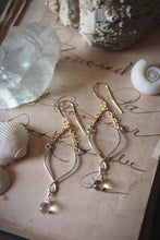 Load image into Gallery viewer, Sea&#39;s Rapture | Glimpse ~ All The Oceans. Silver &amp; Gold Glass Drop Earrings.