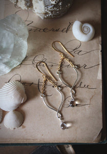 Sea's Rapture | Glimpse ~ All The Oceans. Silver & Gold Glass Drop Earrings.