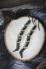 Load image into Gallery viewer, Wolves of Winter | Rain Chain || Feetings. Gemstone Linear Drop Earrings.