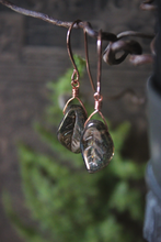 Load image into Gallery viewer, Hazel. Artisan Glass Leaf Earrings.