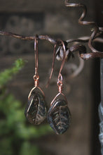 Load image into Gallery viewer, Hazel. Artisan Glass Leaf Earrings.