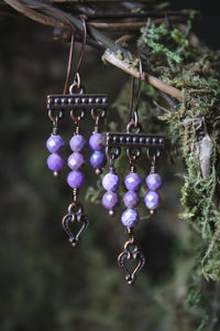 Heather. Beaded Gemstone Drop Earrings.