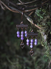 Load image into Gallery viewer, Heather. Beaded Gemstone Drop Earrings.