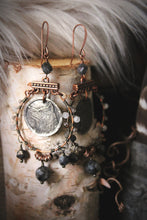 Load image into Gallery viewer, Wolves of Winter | Alpha. Artisan Pewter &amp; Gemstone Earrings.