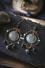 Load image into Gallery viewer, Wolves of Winter | Alpha. Artisan Pewter &amp; Gemstone Earrings.