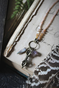 Spring Mystic. Hand-strung Beaded Charm Pendant Necklace.