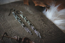 Load image into Gallery viewer, Wolves of Winter | Rain Chain || Feetings. Gemstone Linear Drop Earrings.