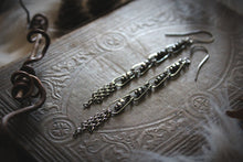 Load image into Gallery viewer, Wolves of Winter | Rain Chain || Feetings. Gemstone Linear Drop Earrings.