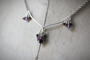 Berry Bramble. Gemstone Cluster Flourish Necklace.