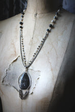Load image into Gallery viewer, Wolves of Winter | Winter Dark. Beaded Gemstone Pendant Necklace.